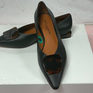 $100-NEW-Angel Alarcon-Women Black leather Flat Dress shoes.Sz-7,5 and 8,Spain.